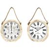 DKD Home Decor Orologio da parete della marca corda bianco legno MDF (2 pezzi) (50 x 4 x 50 cm) (Riferimento: S3026734)