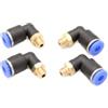 CNCTEC Raccordo a innesto ad angolo pneumatico 90°, M6 su 4 mm, 4 pezzi, attacco ad aria compressa (M6-4 mm)
