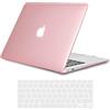 TECOOL Cover compatibile con vecchio MacBook Air 13 Pollici 2017-2010 (A1466 1369), Custodia Rigida Protettiva Sottile in Plastica Superficie Lucida e Copritastiera UE, Cristallo Fucsia