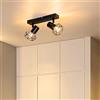 Eofiti Faretti da Soffitto Orientabili Nero Lampada da Soffitto 2 Faretti E14 Plafoniera Metallo Luci da Soffitto Retrò Faretti da Parete per Camera da Letto Soggiorno Lampadina Non Incluse Max. 28W