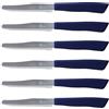 Tredoni 6 Coltelli da Cucina - 11cm Acciaio Inossidabile Italiano Coltello Posate da Verdure/Bistecca/Tavola Seghettato, Punta Arrotondata (Blu)