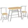 HOMCOM Set da Pranzo Salvaspazio da 3 Pezzi con Tavolo da Bar Ovale con Ripiano e 2 Sedie in MDF e Acciaio, Color Legno e Argento