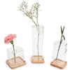 LUUK LIFESTYLE Set decorativo di vasi cilindrici in vetro, vaso decorativo, vaso mini, set di vasi in vetro piccolo, quadrato, filigrana