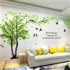 guangmu Albero Adesivo da Parete, Alberi e Uccelli 3D Adesivi Murali Arts Wall Sticker Decorativi per TV Par, Camera da Letto, Sala, Ufficio (Verde Sinistra,L-300 * 150cm)
