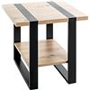 HAKU Tavolino in stile industrial loft, rovere chiaro, nero, metallo, tavolino da divano, pannello truciolare - Dimensioni: L 45 x A 45 x P 45 cm Stile: moderno