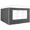 Relaxdays Tende per Gazebo Laterali, Set da 2, Telo Impermeabile in PVC, Pareti 3x2 m, 1 con Finestra, Parasole, Grigio