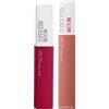 Maybelline New York SuperStay Matte Ink Tinta Labbra ad Effetto Coprente Colore Intenso con Applicatore di Precisione a Punta Kit Make Up da 2 Rossetti con 115 Founder e 65 Seductress