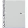 Miquelrius - Quaderno A4, 200 fogli in 8 colori, Carta 70 g/m², Quadretti 5 mm, Copertina in polipropilene 0,8 mm, Spirale 360°, 4 fori, Prodotto in Spagna, Notebook The Original, Grigio