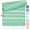 Fit-Flip Telo hammam - asciugamano mare cotone 100% riciclato - asciugatura rapida - teli sauna fouta, asciugamani spiaggia ideale come sarong e per doccia - Verde - 100x200cm Sultan
