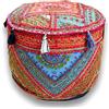 Sophia Art Pouf Decorativo Indiano Ricamato Patchwork Pouf Indiano Confortevole Pavimento in Cotone Cuscino Pouf ottomano, Disegni Indiani Pouf Patchwork Etnico (Alteration-Mirror, 14x22)