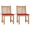 vidaXL AX 2 Sedie Teak Posti 2cuscini rosso Decor Legno Stagionato Massello New 3062922