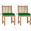 vidaXL AX 2 Sedie 2 Cuscini Verde Legno Massello Teak Stagionato Giardino 0k + 3062936