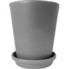 Meliflor Vasi in ceramica con piatto, grigio, 30x34cm