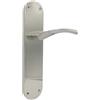 Micel - 07079 - Set di maniglia per porta con ampia piastra in acciaio e maniglia in alluminio, finitura nichel satinato, colore argento, 280 x 145 x 70 mm