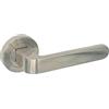 Micel - 01011 - Set di maniglia con rosetta (50 mm) e maniglia piatta, finitura nichel satinato, colore argento, 126 x 50 x 48 mm