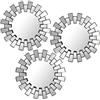 DRW Set di 3 Applique da parete rotonde con specchi in melammina in argento 25 cm
