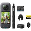 Insta360 X3 Kit Ultimate - Action Cam 360 impermeabile con sensore da 1/2, foto 360 da 72MP, video 360 5.7K, stabilizzazione, touch screen 2,29, vibrazione, editing IA, live streaming, webcam