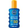 Nivea Sun Spray Solare Protect & Dry Touch Fp50 200ml Crema Solare 50 100% Trasparente Per Sportivi Nivea Nivea