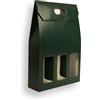 Weboxes Porta bottiglia tripla con manico 27 x 9 x 38 - Colore Verde - Confezione da 20 pezzi -