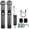 Phenyx Pro Doppio microfono wireless professionali digitale in metallo, con 2 microfoni dinamici palmari, 2x5 gruppi di frequenza UHF, mini ricevitore per karaoke, chiesa, DJ, canto (PDP-2-2H)