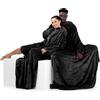 DecoKing Coperta con Maniche per TV in Microfibra e tasca Morbido Poliestere Nero 150 x 180 cm Lazy