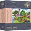 Trefl - Puzzle in legno, Summer Harbor - 500 + 1 pezzi, artigianato ligneo, forme irregolari, 50 personaggi da viaggio, moderno puzzle premium, fai da te, per adulti e bambini dai 12 anni