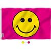 Anley Bandiera Anley Fly Breeze 3x5 piedi con faccina felice rosa - Colori vivaci e a prova di sbiadimento - Testata in tela e doppia cucitura - Bandiere con faccina felice in poliestere