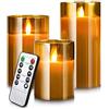 Yinuo Candle LED Senza Fiamma Tremolante,Con Fiamma In Movimento A Pilastro In Finto Stoppino,Con Timer Effetto Vetro Remoto, Per Festival, Matrimoni, Feste (Marrone)