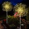 Liyade 2 Pezzi Luci Solari Esterno,120 LED Luci Solari Giardino Esterno, Solare Fuochi D'artificio,Luce Solare Led Esterno per il Patio Giardino, Balcone, IP65 Impermeabile (Bianco Caldo)