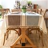 Lifetooler Tovaglia Rettangolare in Cotone e Lino Tovaglia Antimacchia con Nappe Copritavolo Moderno Elegante per Decorativa Cucina Tavolo da Esterno(Blu-caffè,140x140cm)