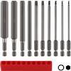 CPROSP 10pcs Brugola per Avvitatore 100mm con Base, Inserti Esagonali 1/4'', 1,5-12mm