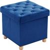 BRIAN & DANY Pouf Contenitore Quadrato, Puff Poggiapiedi Pieghevole in Velluto, Pouf Sgabello con Gambe per Camera da Letto Soggiorno, 40 x 40 x 40 cm, Blu