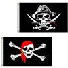 ISURAUL Bandiera pirata 2 pezzi 60 x 90 cm cranio e croce coltello con ossa incrociate Jolly Roger (sciarpa rossa) bandiera per feste all'aperto e pirati, Bandiera con coltello 2' x 3'