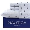 Nautica - Lenzuola per letto matrimoniale XL, set di biancheria da letto in percalle di cotone, decorazione per la casa costiera (balena a righe blu, Twin XL)