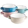 MÄSER Maila - Set di tazze da zuppa colorate per 4 persone, in ceramica, effetto smaltato, con manico, design vintage, gres petrolio, rosa antico, beige, blu scuro