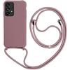Keteen Cover per Samsung Galaxy A53 5G con Collana Custodia con Cordino TPU Corda Silicone Case Bumper Regolabile Staccabile Shock Absorption Antiscivolo Protettiva Custodia per Samsung A53 5G, Rosa
