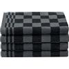 ZOLLNER 4 strofinacci in cotone 50x50 cm - canovacci assorbenti e resistenti - lavabili a 60°C - a quadretti nero e bianchi - qualità gastronomica - certificato OEKO TEX (R)