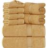 Utopia Towels, Set Di Asciugamani Da 8 pezzi, 2 Asciugamani Da Bagno, 2 Asciugamani a Mano e 4 Panni Da Lavare, Altamente Assorbente Per Bagno, Palestra, Hotel e Spa (Beige)