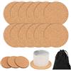 PFLYPF 12 sottobicchieri in sughero (9 x 0,4 cm) e 1 custodia nera (15 x 20 cm), sottobicchieri antiscivolo, sottobicchieri rotondi per casa, cucina, soggiorno, camera da letto, ufficio