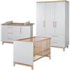 roba Set 'Caro', con letto combinato 70 x 140 cm, fasciatoio e armadio a 3 ante, grigio chiaro/oro