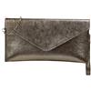 SH Leder Borsa a tracolla in vera pelle, piccola borsa da sera, in pelle scamosciata o metallizzata, 31,5 x 16,5 cm, Palma G299, argento, s