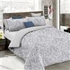 Italian Bed Linen Set Copripiumino Fantasy, Lavorato in Italia - Parure Copri Piumino - Sacco Piumone 200x200 cm con Patella e federa Cuscino, Piazza e Mezza, Ornato Grigio