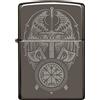 Zippo Accendino antivento - Spada e bussola - Black Ice - Ricaricabile per tutta la vita - Fiamma regolabile - Confezione regalo - Una scatola - Costruzione in metallo - Made in USA
