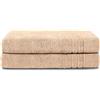 Komfortec Asciugamani 2 per Sauna 70x200 cm in 100% Cotone,470 g/m², Asciugamano Doccia Grande, Morbido, Asciugatura Rapida, Beige