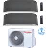 Toshiba Climatizzatore Condizionatore Toshiba Serie Haori Wifi Bianco con tessuti Grigio scuro / Grigio chiaro R32 Dual Split Inverter 10000 + 10000 (9000 + 9000) BTU con U.E. RAS-2M18U2AVG-E NOVITÁ classe A++/A++