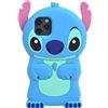 Generic Stitch Case - Cover in silicone morbido 3D animalier, divertente e divertente in gomma, per iPhone 12 Mini (5,4)