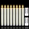 Mavandes candele tremolanti senza fiamma due remote, 19CM avorio a batteria LED finestra temporizzazione candele, set di 8 di plastica senza fiamma effetto cera(2,2 cm di diametro)