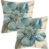 Vgzsyomqib Fiori Foglie Federe Cuscini Divano 45x45 cm Floreale Animali Fodera Cuscino Casa Soggiorno Fodere Copricuscini Camera da Letto Cucina Arredo Esterno Set di 2 Pezzi Azzurro Beige