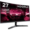 Koorui Monitor Curvo QHD da Gaming Schermo Da 27" Pollici Full HD HDMI 1ms 144Hz
