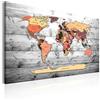 B&D XXL - Lavagna Di Sughero per Puntine - Mappa Mondo 120x80 cm 1 Pezzo - Bacheca Sughero da Parete & Quadro su tela in un Uno - Grande Decorativo per Parete per le Note - Geografica k-B-0009-p-c